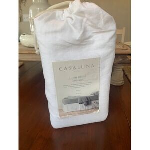 Casaluna Linen Blend Bedskirt King Fresh White 15 Inch Drop NWT